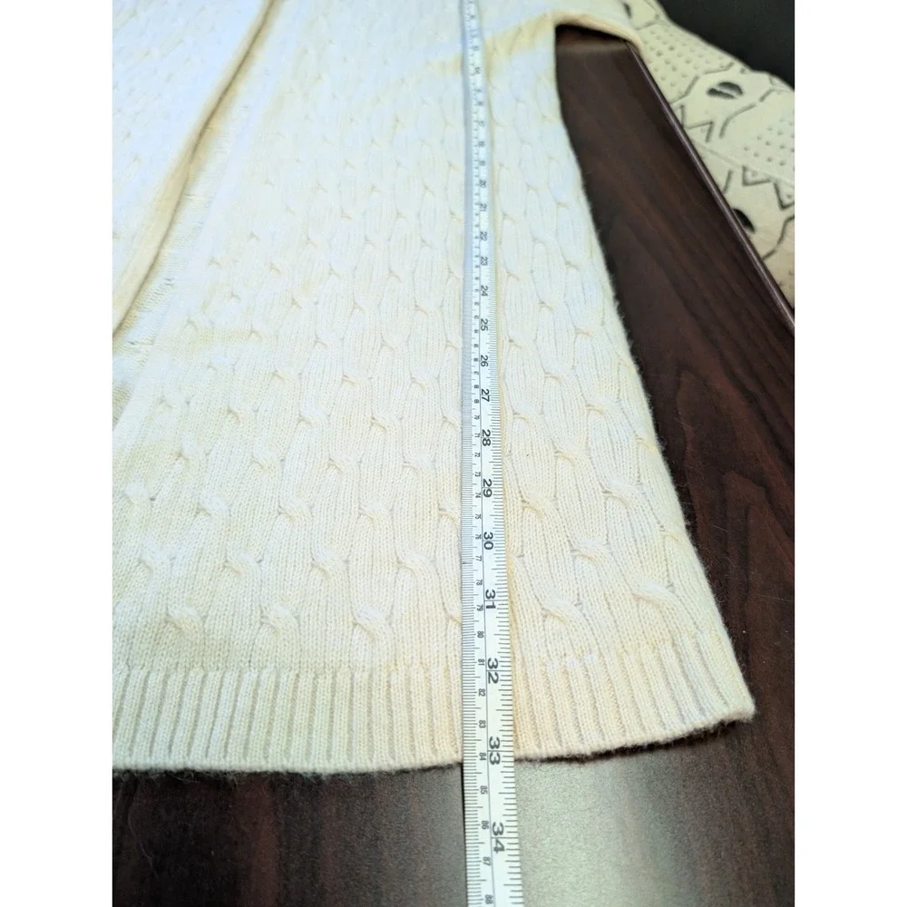 Cortland Park S 100% Cashmere Long Cable Knit Cardigan Ivory